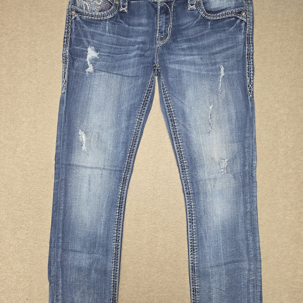 Rock Revival Women's Boot Cut Jeans - Distressed Medium Blue